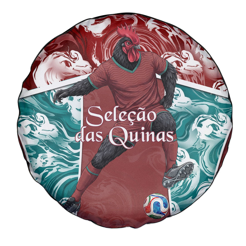 Portugal Football Spare Tire Cover Selecao das Quinas Rooster Mascot Ornate Marble Swirl