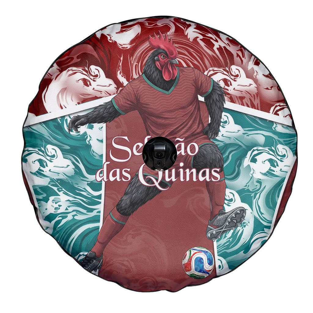 Portugal Football Spare Tire Cover Selecao das Quinas Rooster Mascot Ornate Marble Swirl