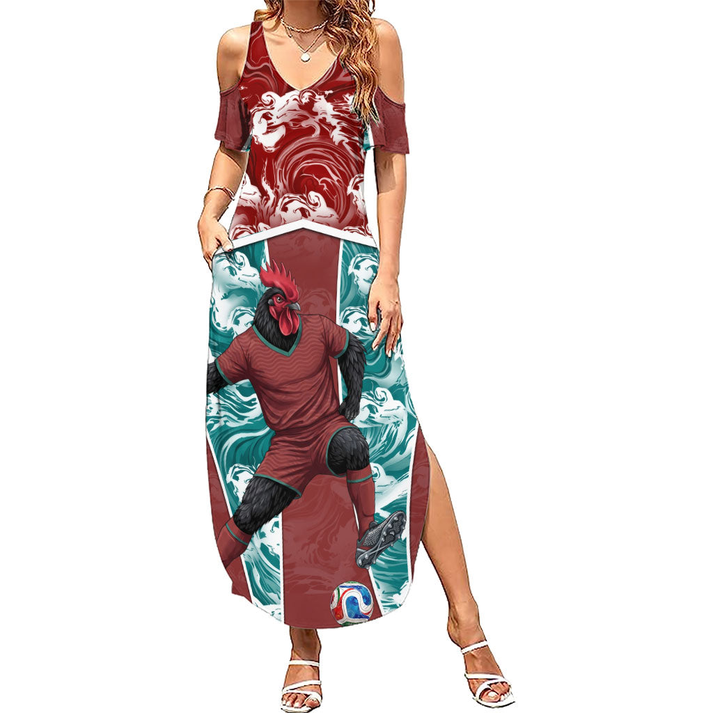 Portugal Football Summer Maxi Dress Selecao das Quinas Rooster Mascot Ornate Marble Swirl