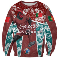 Personalized Portugal Football Sweatshirt Selecao das Quinas Rooster Mascot Ornate Marble Swirl
