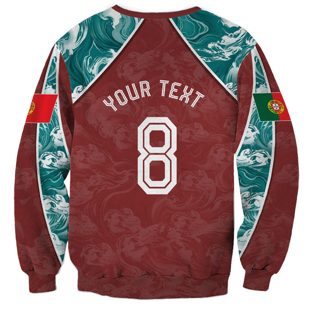 Personalized Portugal Football Sweatshirt Selecao das Quinas Rooster Mascot Ornate Marble Swirl