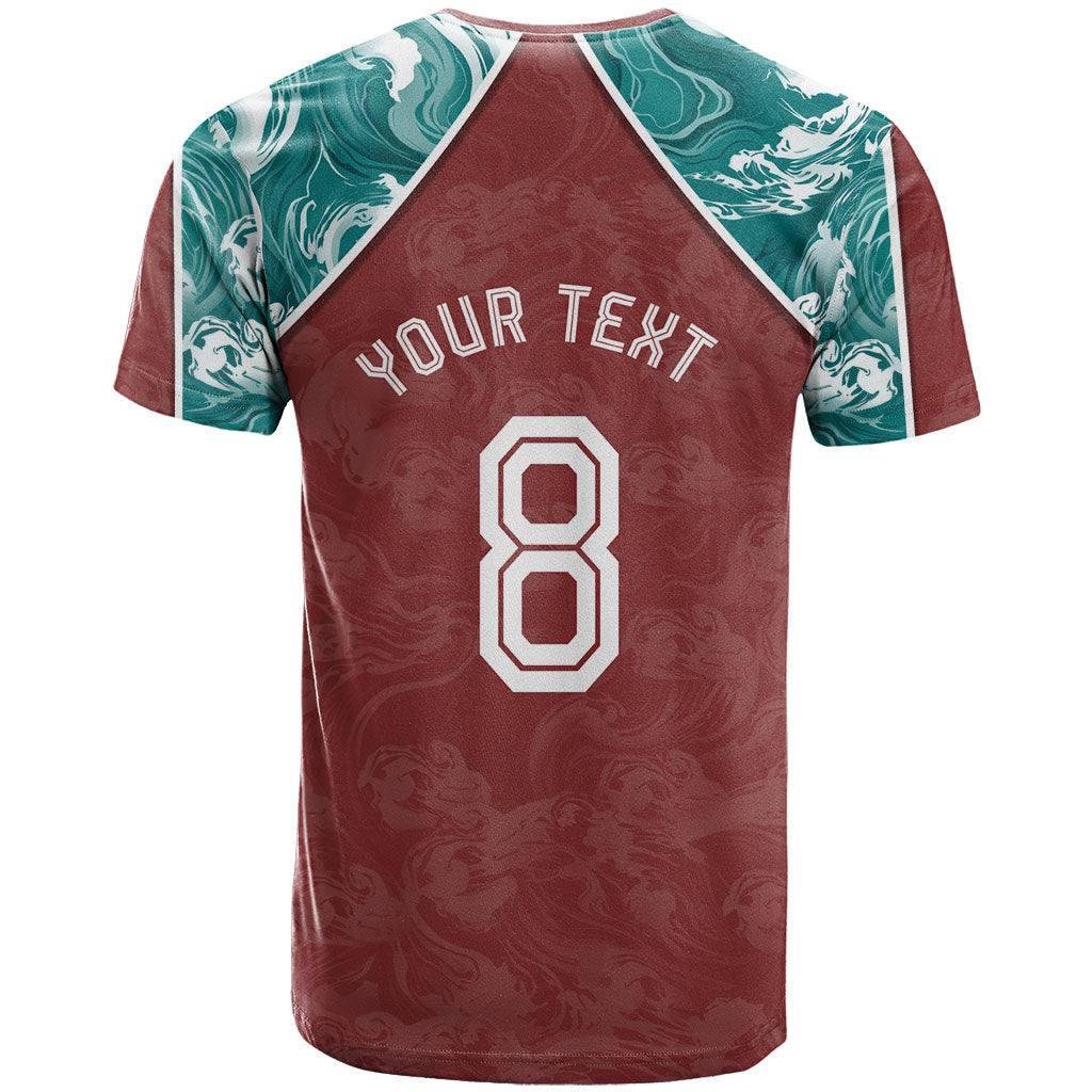 Personalized Portugal Football T Shirt Selecao das Quinas Rooster Mascot Ornate Marble Swirl