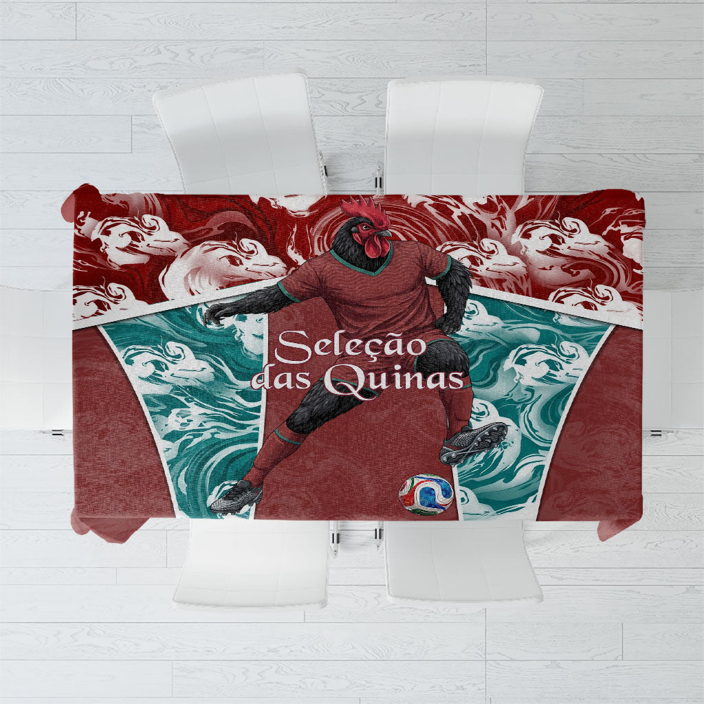Portugal Football Tablecloth Selecao das Quinas Rooster Mascot Ornate Marble Swirl