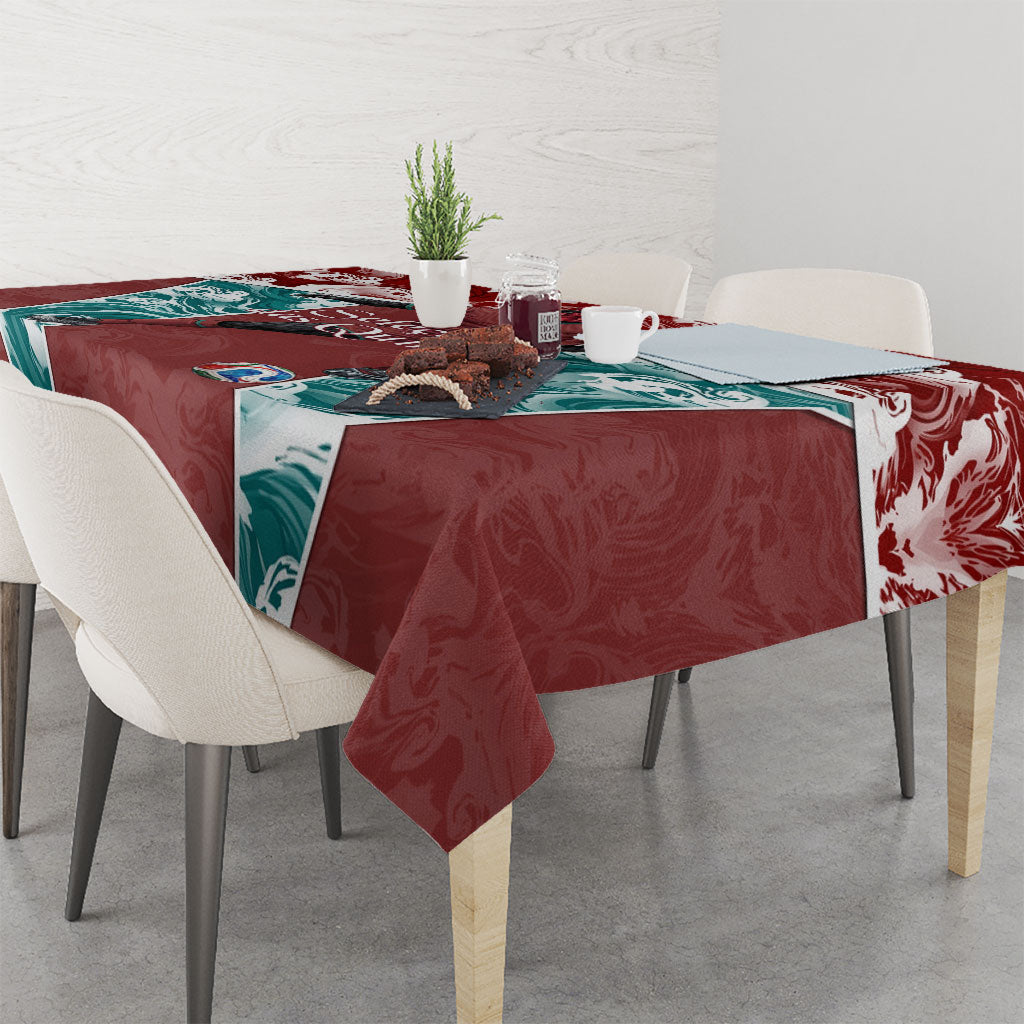 Portugal Football Tablecloth Selecao das Quinas Rooster Mascot Ornate Marble Swirl