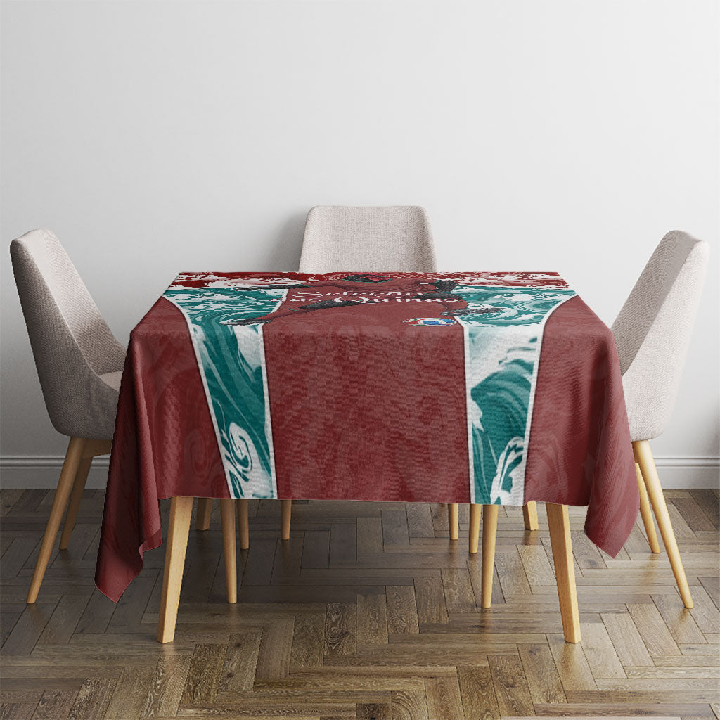 Portugal Football Tablecloth Selecao das Quinas Rooster Mascot Ornate Marble Swirl