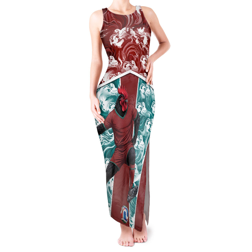 Portugal Football Tank Maxi Dress Selecao das Quinas Rooster Mascot Ornate Marble Swirl