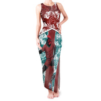 Portugal Football Tank Maxi Dress Selecao das Quinas Rooster Mascot Ornate Marble Swirl