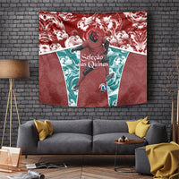 Portugal Football Tapestry Selecao das Quinas Rooster Mascot Ornate Marble Swirl