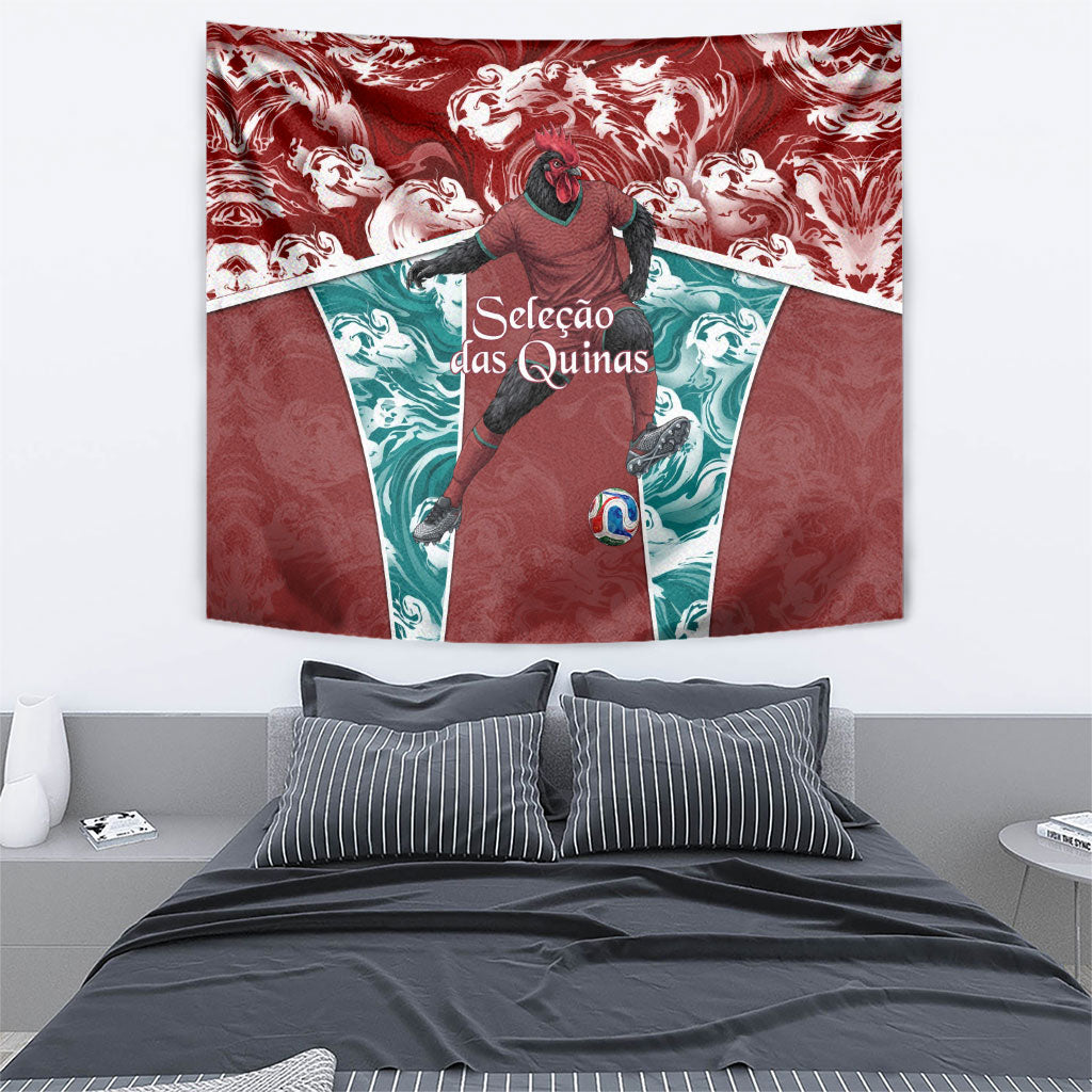 Portugal Football Tapestry Selecao das Quinas Rooster Mascot Ornate Marble Swirl