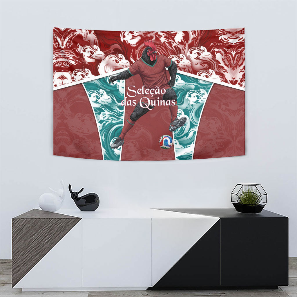 Portugal Football Tapestry Selecao das Quinas Rooster Mascot Ornate Marble Swirl