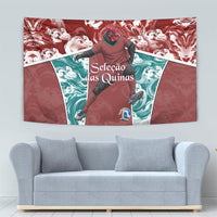 Portugal Football Tapestry Selecao das Quinas Rooster Mascot Ornate Marble Swirl