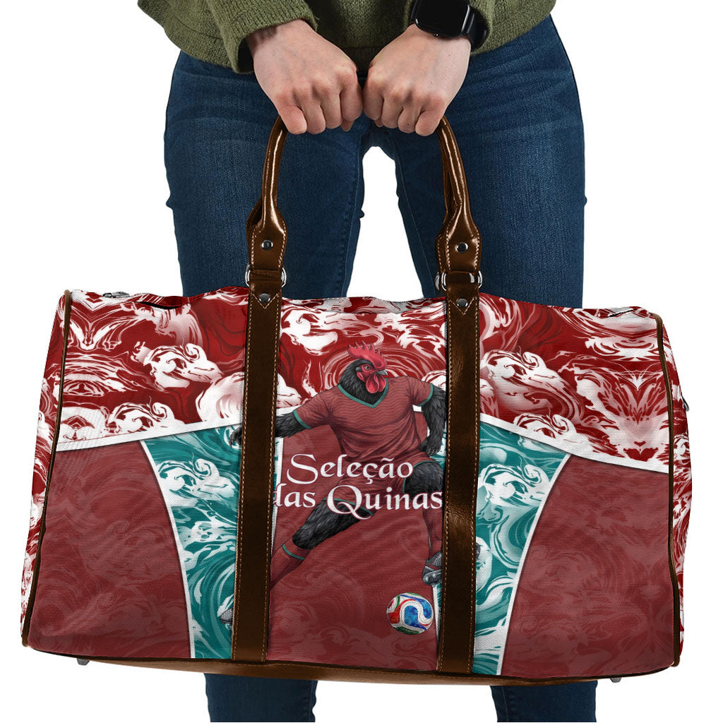 Portugal Football Travel Bag Selecao das Quinas Rooster Mascot Ornate Marble Swirl