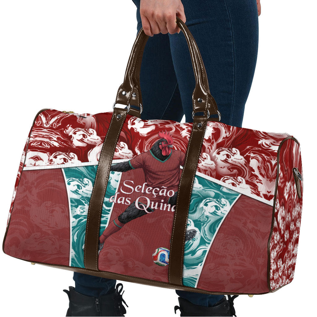 Portugal Football Travel Bag Selecao das Quinas Rooster Mascot Ornate Marble Swirl