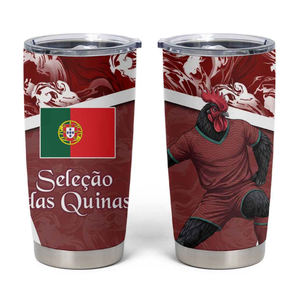 Portugal Football Tumbler Cup Selecao das Quinas Rooster Mascot Ornate Marble Swirl