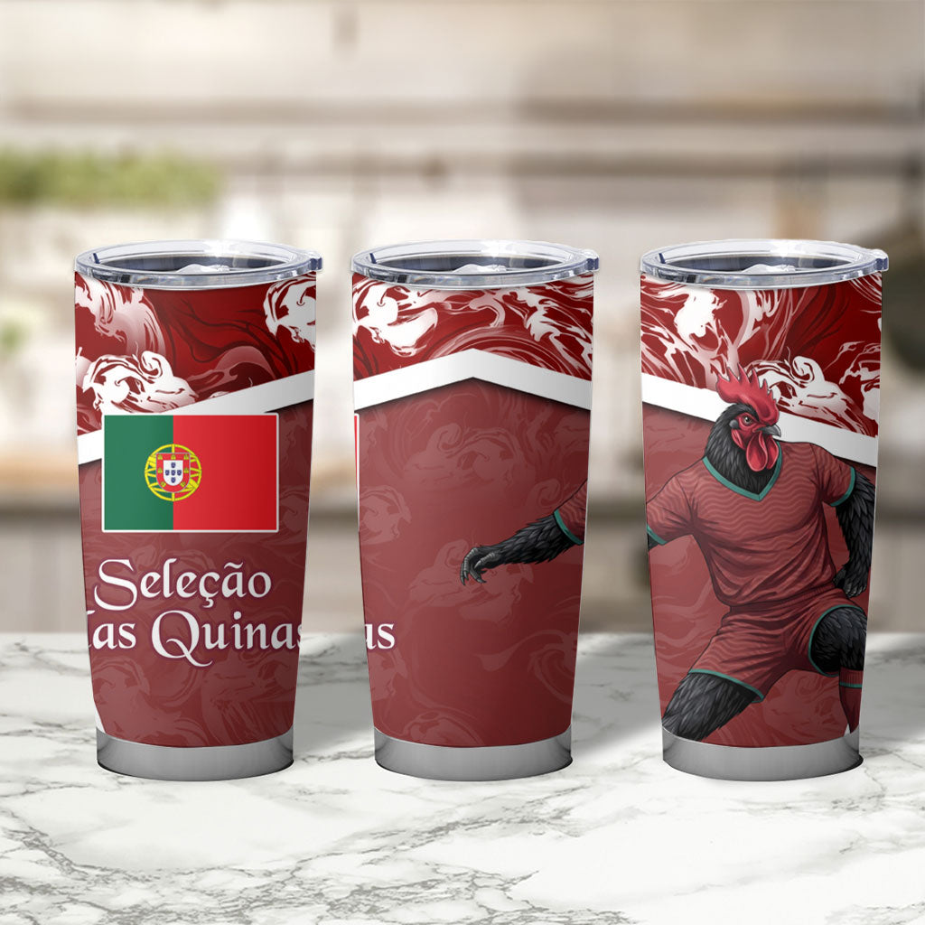 Portugal Football Tumbler Cup Selecao das Quinas Rooster Mascot Ornate Marble Swirl