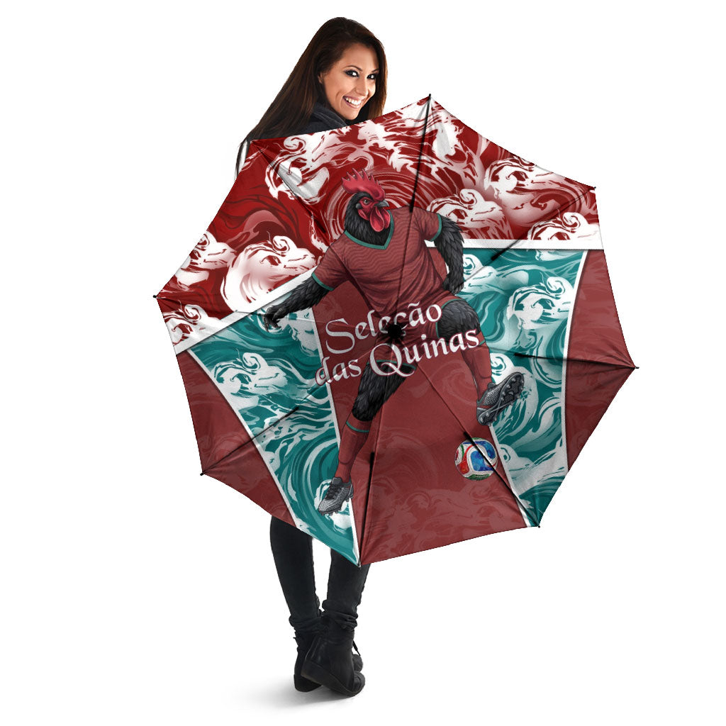 Portugal Football Umbrella Selecao das Quinas Rooster Mascot Ornate Marble Swirl