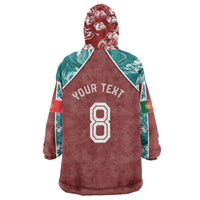 Personalized Portugal Football Wearable Blanket Hoodie Selecao das Quinas Rooster Mascot Ornate Marble Swirl