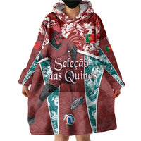 Personalized Portugal Football Wearable Blanket Hoodie Selecao das Quinas Rooster Mascot Ornate Marble Swirl