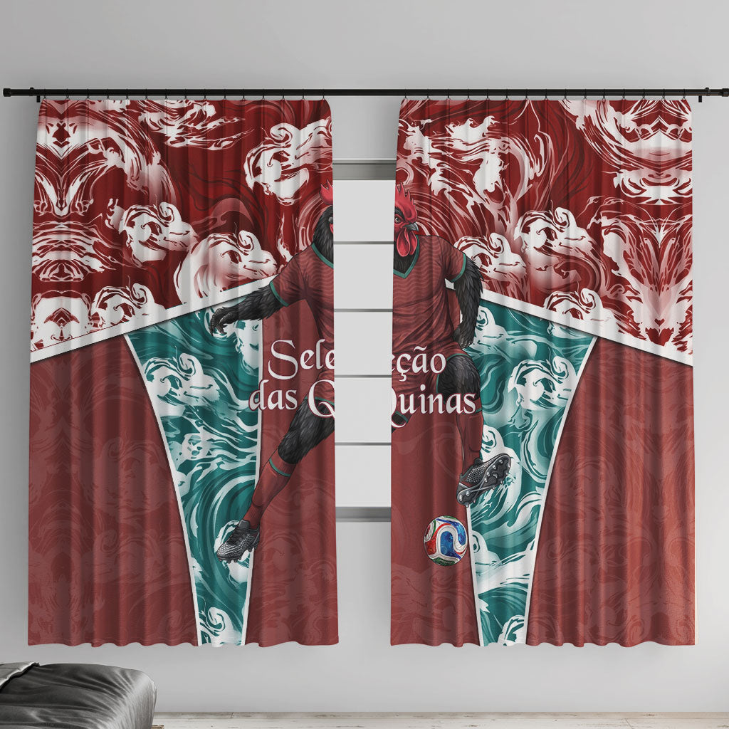 Portugal Football Window Curtain Selecao das Quinas Rooster Mascot Ornate Marble Swirl
