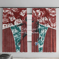 Portugal Football Window Curtain Selecao das Quinas Rooster Mascot Ornate Marble Swirl