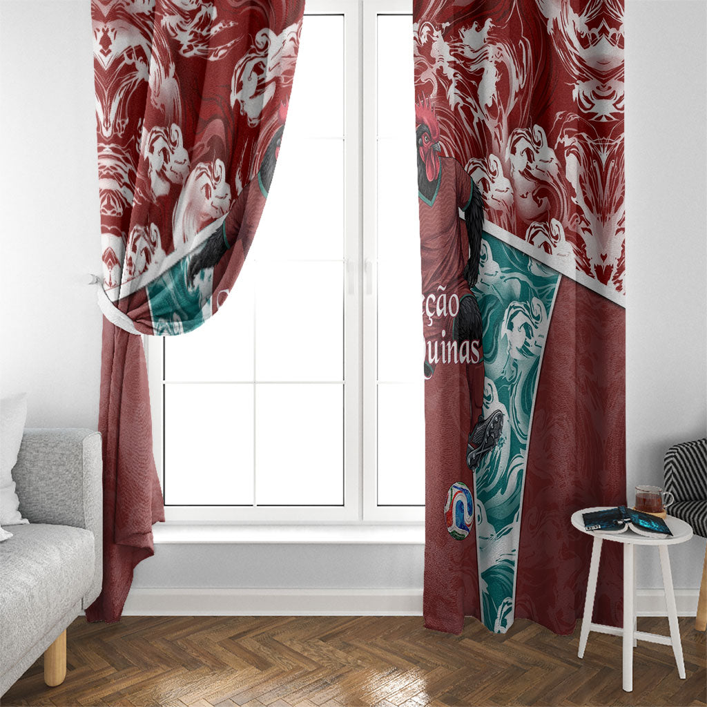 Portugal Football Window Curtain Selecao das Quinas Rooster Mascot Ornate Marble Swirl