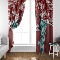 Portugal Football Window Curtain Selecao das Quinas Rooster Mascot Ornate Marble Swirl