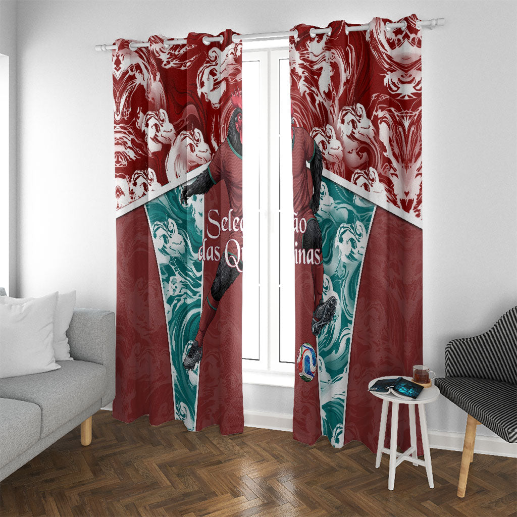 Portugal Football Window Curtain Selecao das Quinas Rooster Mascot Ornate Marble Swirl