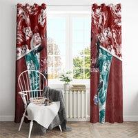 Portugal Football Window Curtain Selecao das Quinas Rooster Mascot Ornate Marble Swirl