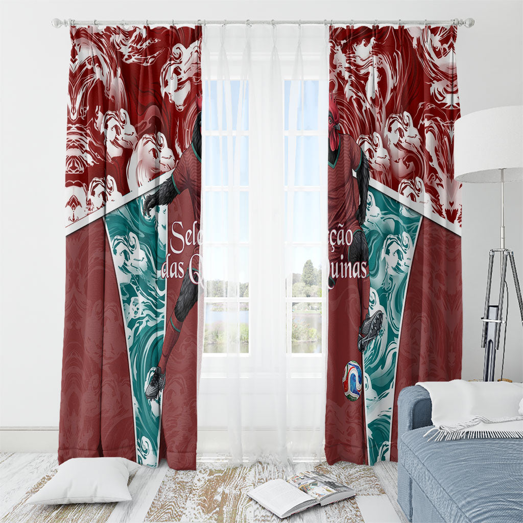 Portugal Football Window Curtain Selecao das Quinas Rooster Mascot Ornate Marble Swirl