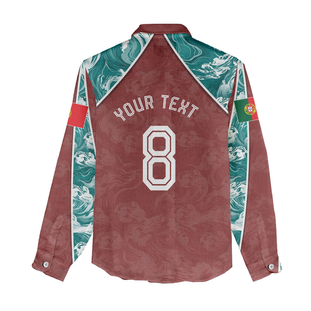 Personalized Portugal Football Women Casual Shirt Selecao das Quinas Rooster Mascot Ornate Marble Swirl