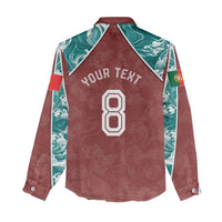 Personalized Portugal Football Women Casual Shirt Selecao das Quinas Rooster Mascot Ornate Marble Swirl