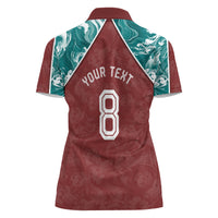Personalized Portugal Football Women Polo Shirt Selecao das Quinas Rooster Mascot Ornate Marble Swirl