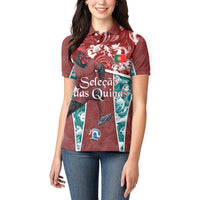 Personalized Portugal Football Women Polo Shirt Selecao das Quinas Rooster Mascot Ornate Marble Swirl