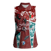 Personalized Portugal Football Women Sleeveless Polo Shirt Selecao das Quinas Rooster Mascot Ornate Marble Swirl