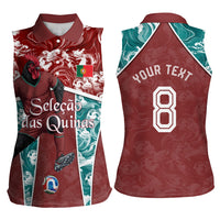 Personalized Portugal Football Women Sleeveless Polo Shirt Selecao das Quinas Rooster Mascot Ornate Marble Swirl