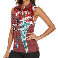 Personalized Portugal Football Women Sleeveless Polo Shirt Selecao das Quinas Rooster Mascot Ornate Marble Swirl