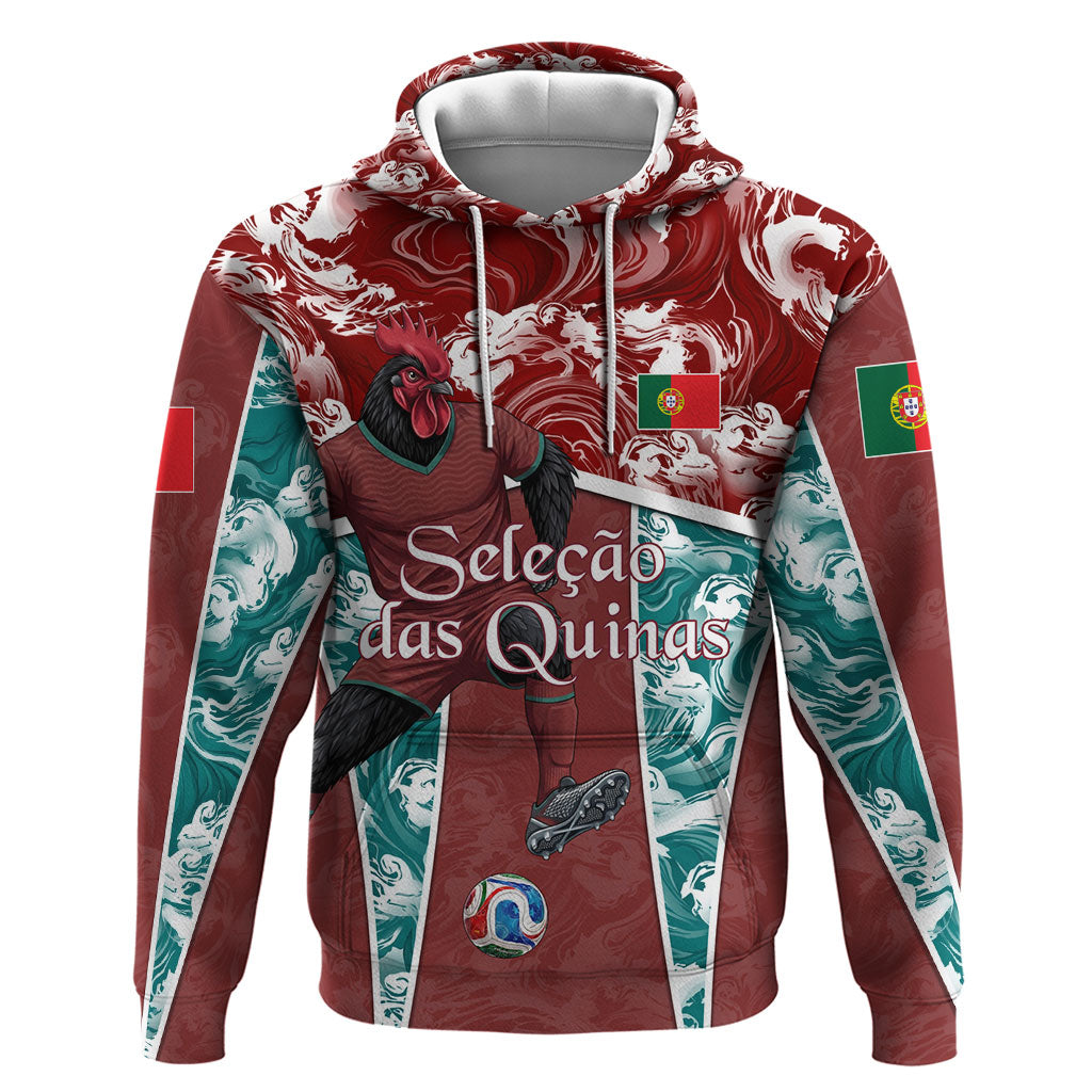 Personalized Portugal Football Zip Hoodie Selecao das Quinas Rooster Mascot Ornate Marble Swirl