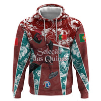 Personalized Portugal Football Zip Hoodie Selecao das Quinas Rooster Mascot Ornate Marble Swirl