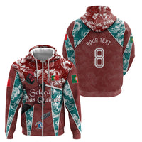 Personalized Portugal Football Zip Hoodie Selecao das Quinas Rooster Mascot Ornate Marble Swirl