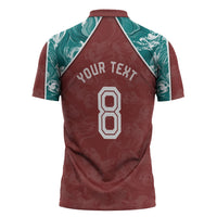 Personalized Portugal Football Zipper Polo Shirt Selecao das Quinas Rooster Mascot Ornate Marble Swirl