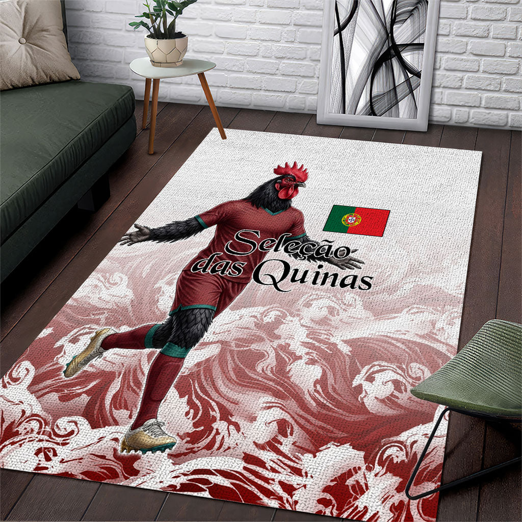 Portugal Football Selecao das Quinas Area Rug Rooster Mascot Patriotic Ornate