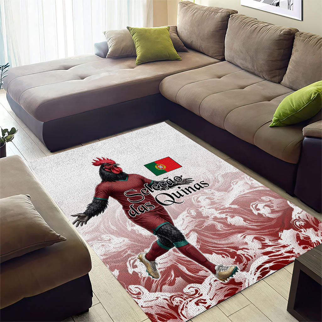Portugal Football Selecao das Quinas Area Rug Rooster Mascot Patriotic Ornate