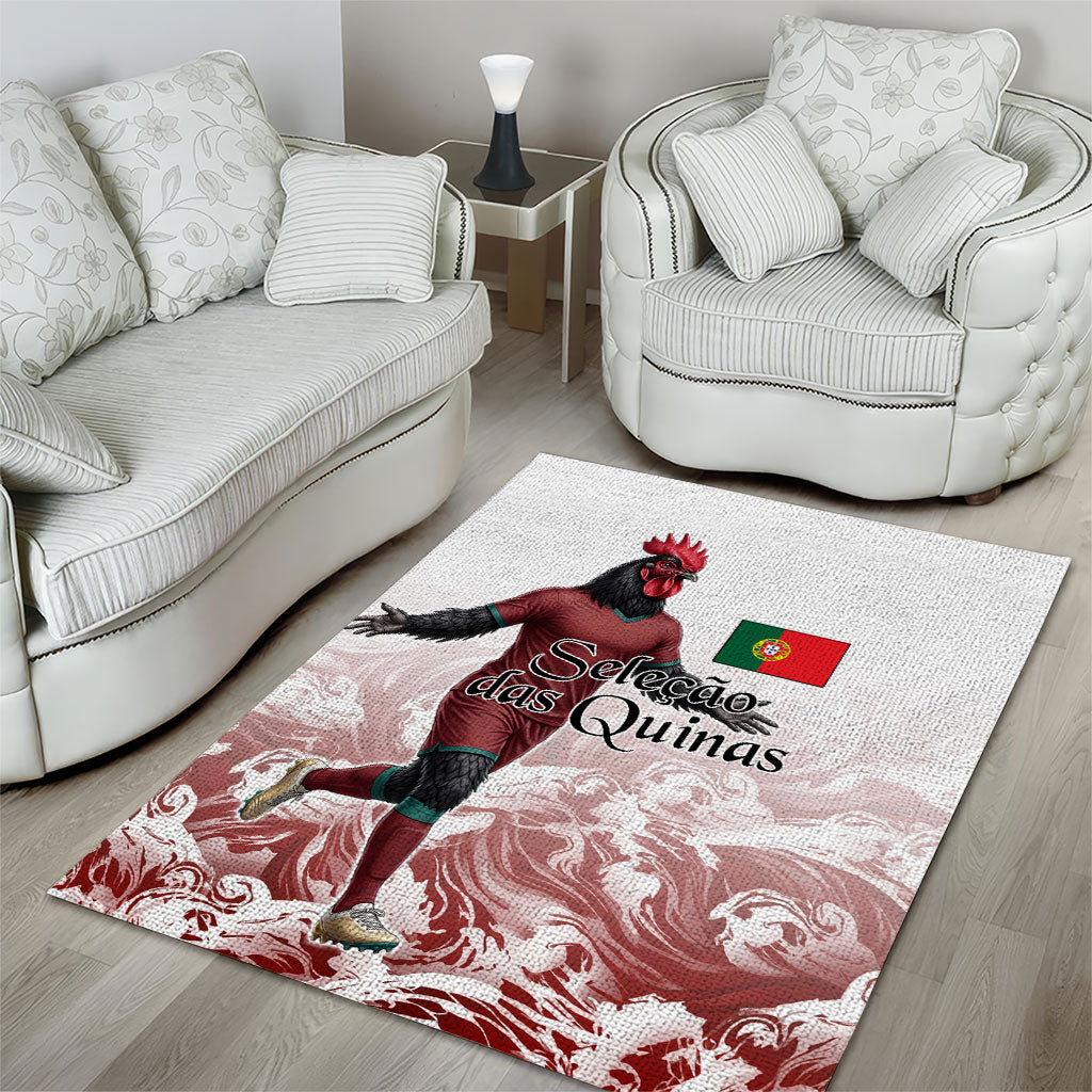 Portugal Football Selecao das Quinas Area Rug Rooster Mascot Patriotic Ornate