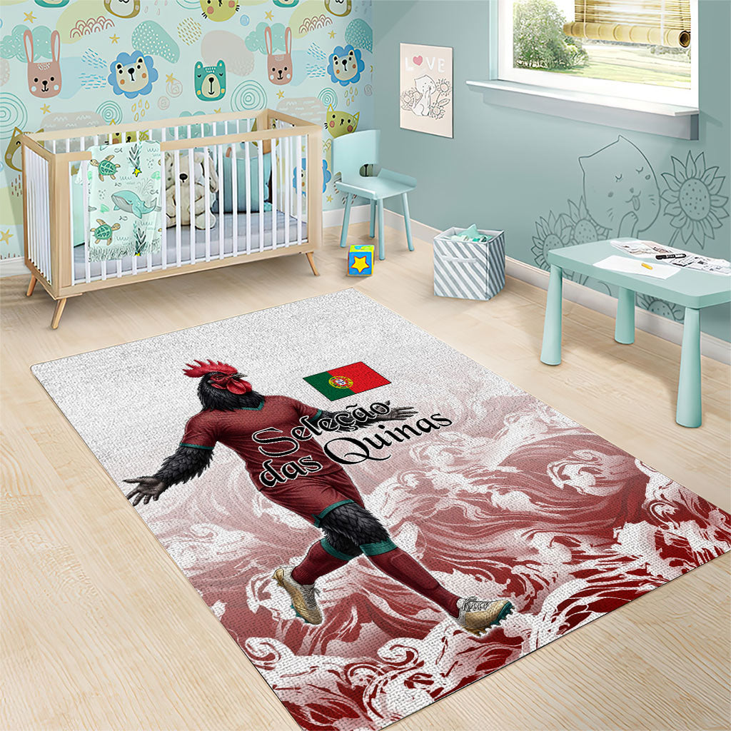 Portugal Football Selecao das Quinas Area Rug Rooster Mascot Patriotic Ornate