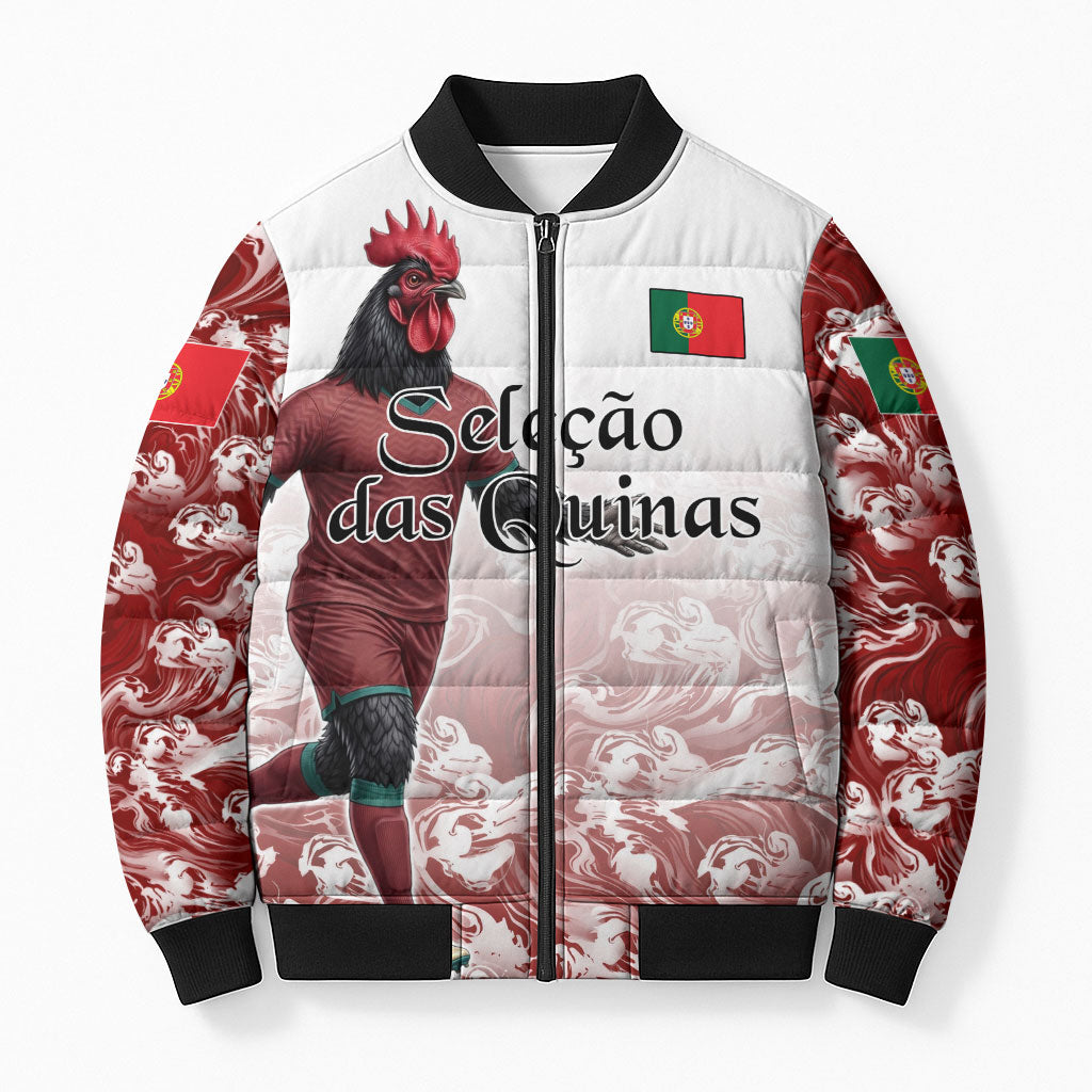 Personalized Portugal Football Selecao das Quinas Bomber Puffer Jacket Rooster Mascot Patriotic Ornate