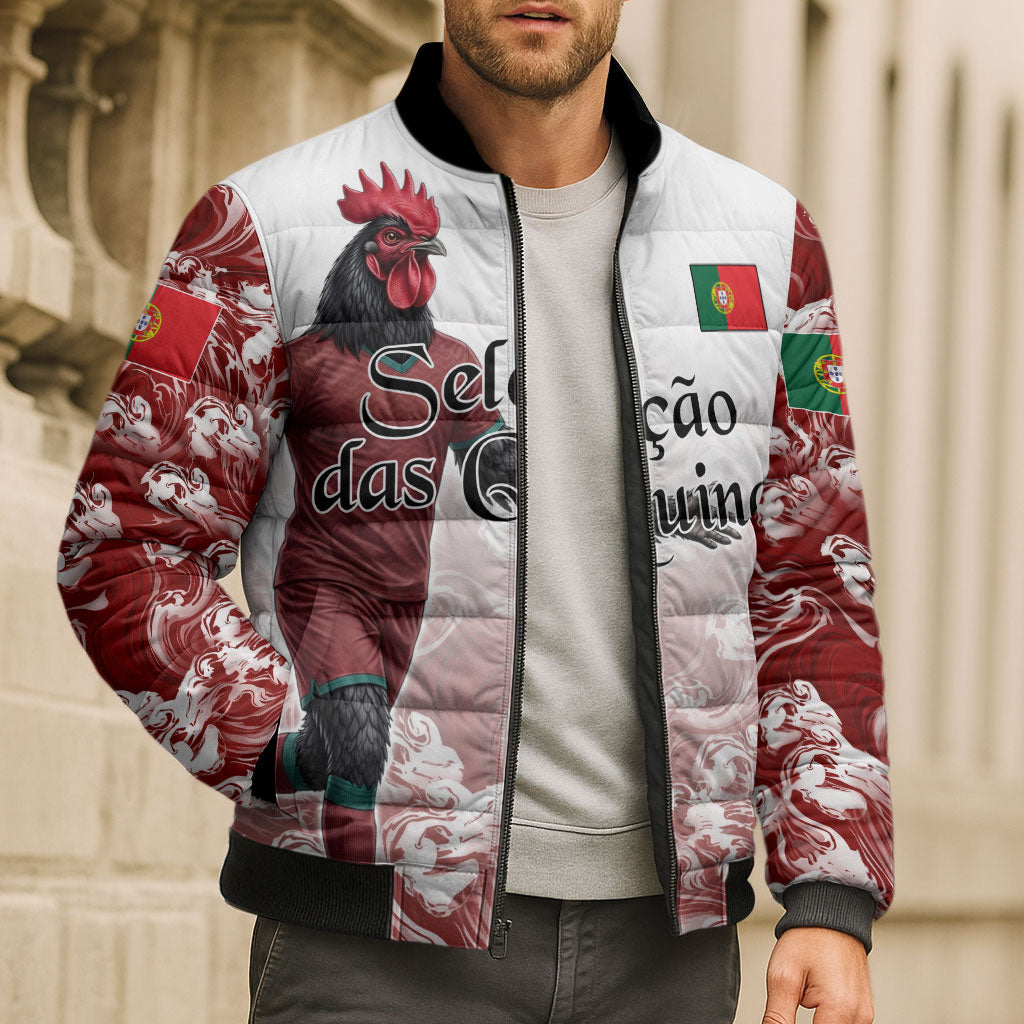 Personalized Portugal Football Selecao das Quinas Bomber Puffer Jacket Rooster Mascot Patriotic Ornate