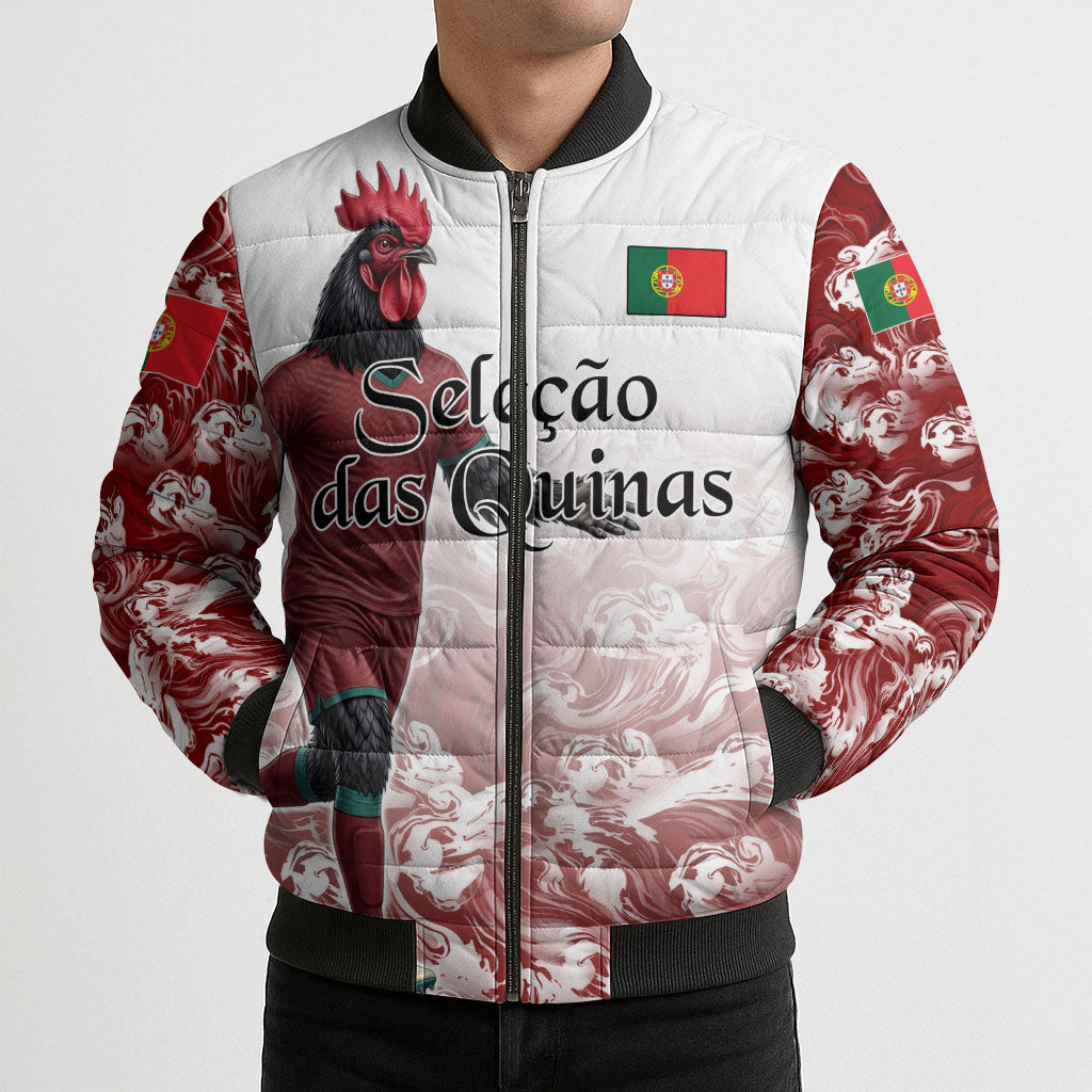 Personalized Portugal Football Selecao das Quinas Bomber Puffer Jacket Rooster Mascot Patriotic Ornate
