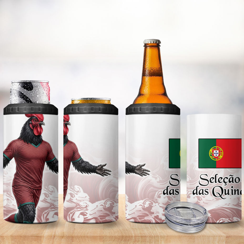 Portugal Football Selecao das Quinas 4 in 1 Can Cooler Tumbler Rooster Mascot Patriotic Ornate