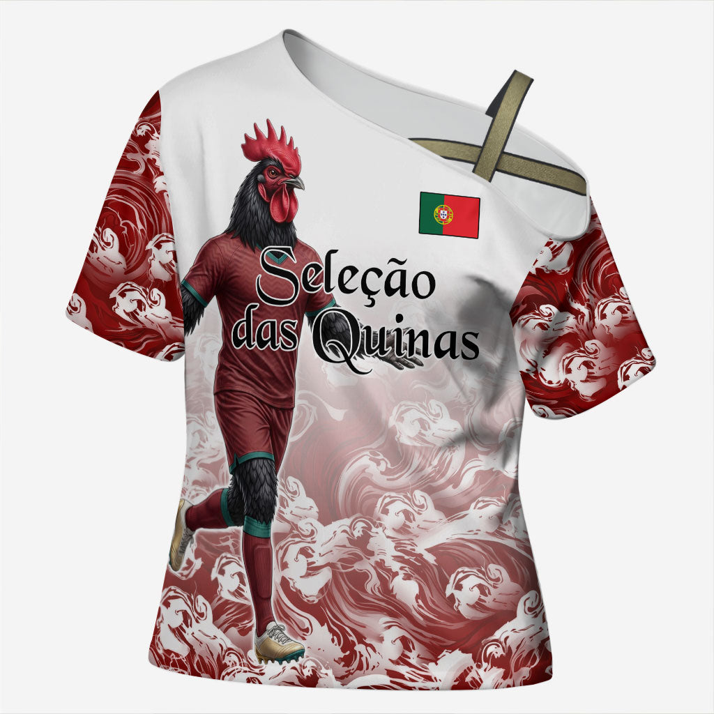 Personalized Portugal Football Selecao das Quinas Cross Shoulder Shirt Rooster Mascot Patriotic Ornate