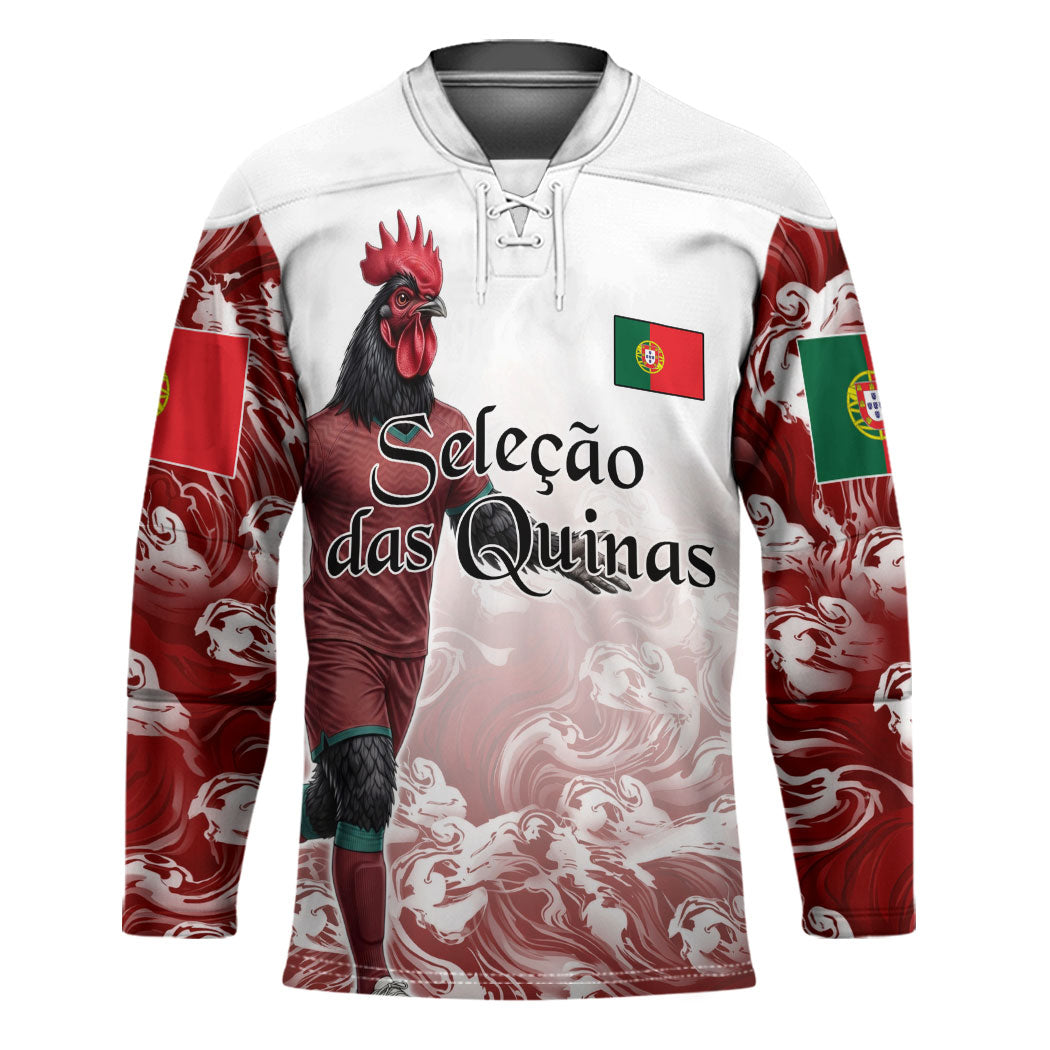 Personalized Portugal Football Selecao das Quinas Hockey Jersey Rooster Mascot Patriotic Ornate